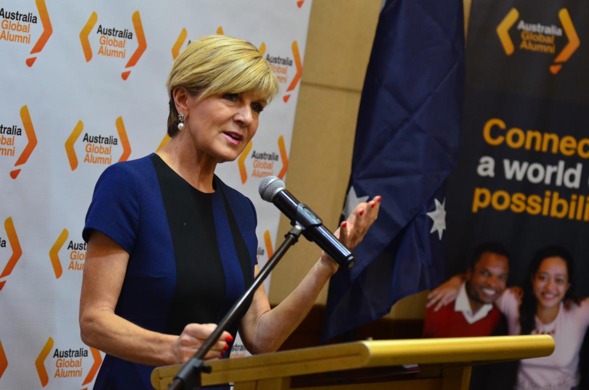 Foreign Minister Julie Bishop speaks at a gathering of Australia Global Alumni in Davao City, 17 March 2017. Photo credit: DFAT/ Mark Lim.