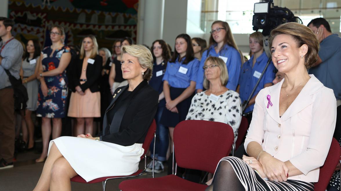 Foreign Minister Bishop and Senator Cash listening to the remarks by Ambassador Stott Despoja. 3 March 2014.