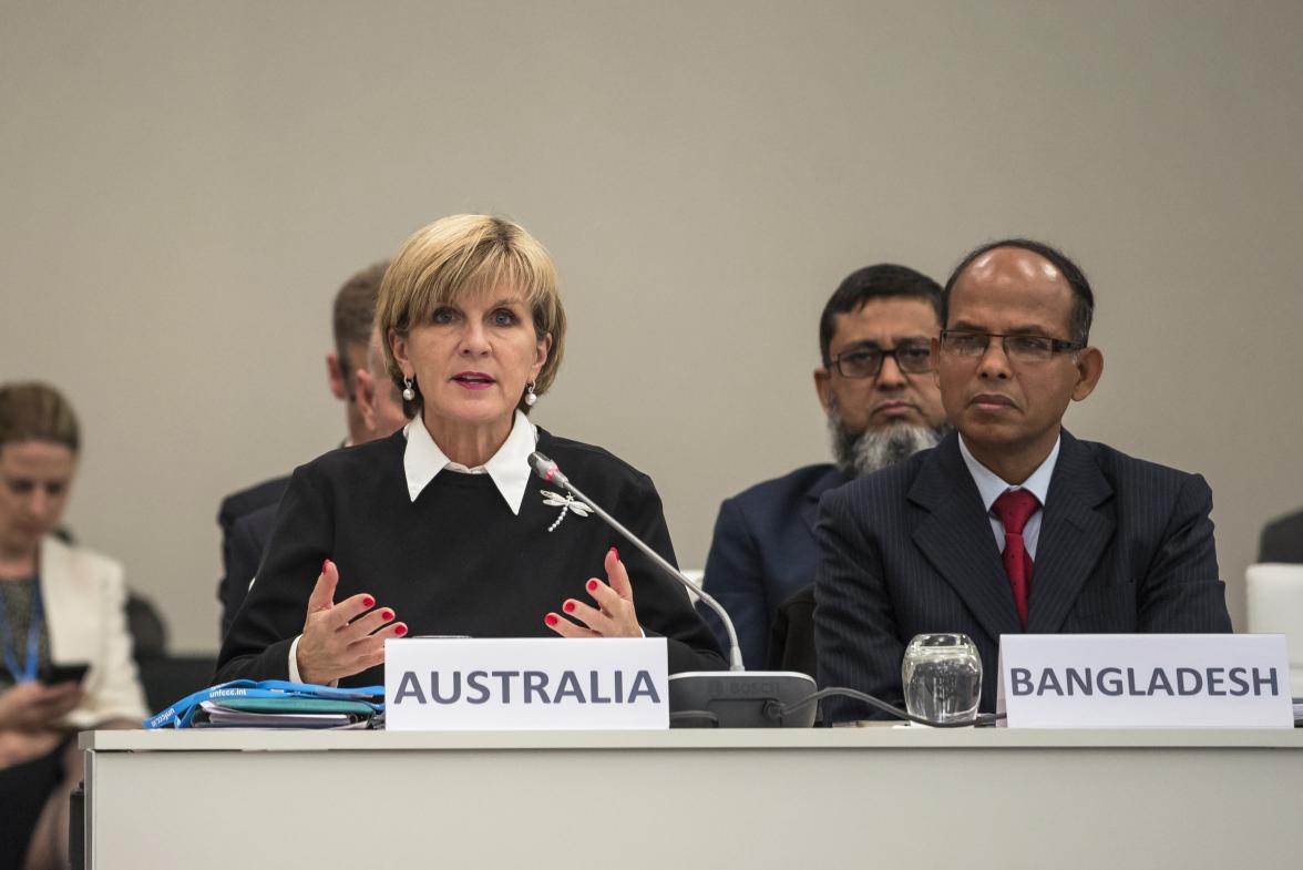 Minister Bishop delivering a statement at the Climate and Clean Air Coalition High Level Assembly on Tuesday 8 December, 2015