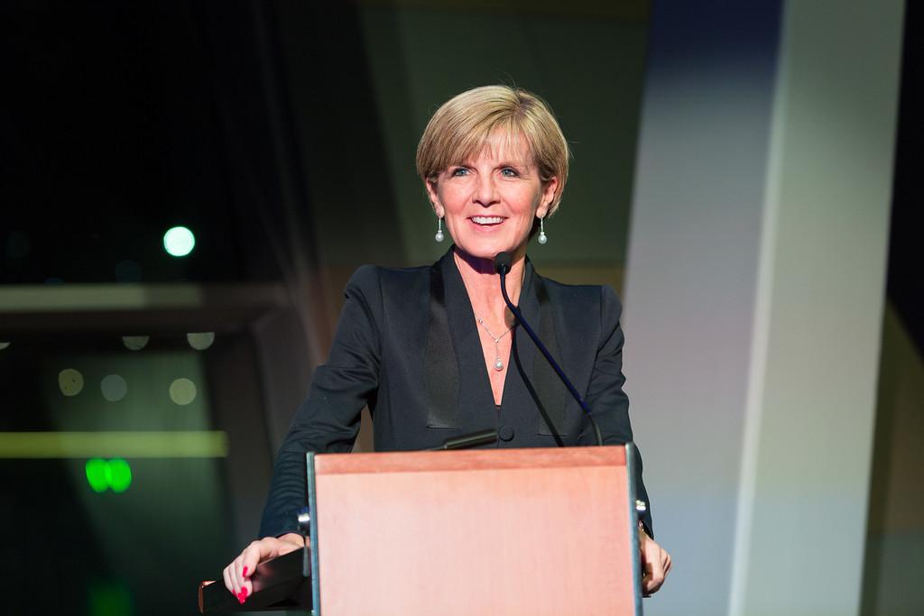 Foreign Minister Julie Bishop welcomes Heads of Missions to South Australia at a dinner at the Adelaide Convention Centre.