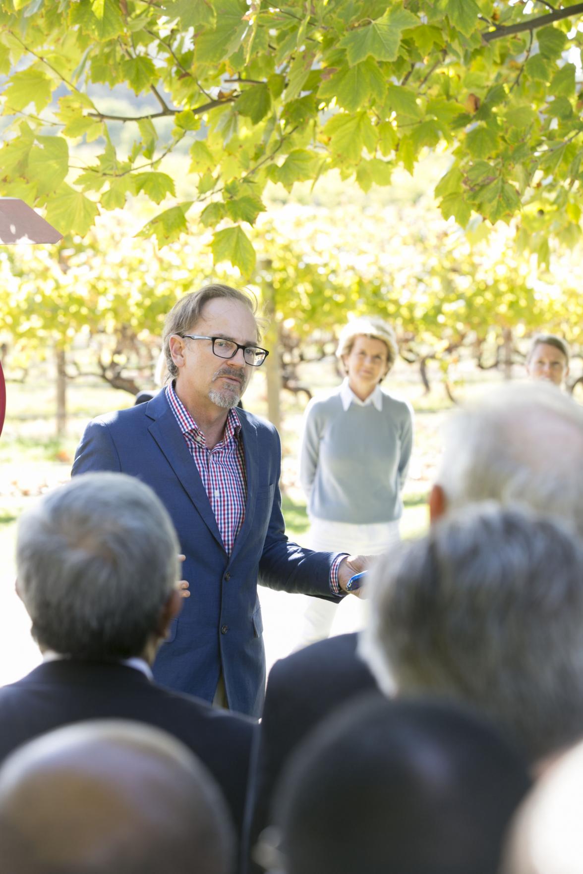 Sandalford Wines CEO Grant Brinklow addresses the Heads of Mission delegation.