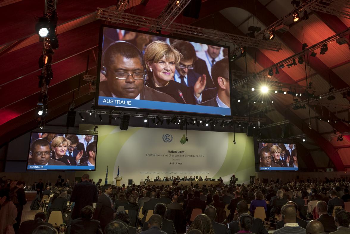 Minister Bishop delivers a statement on behalf of the Umbrella Group at the Afternoon Session at COP21 on Saturday 12 December, 2015