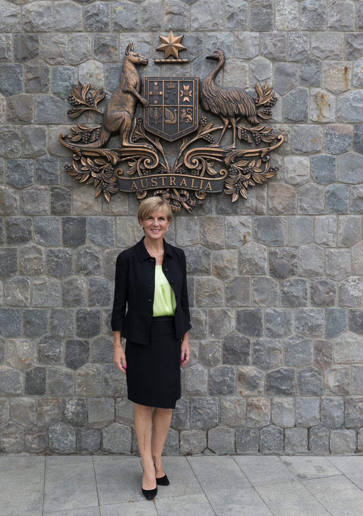 13 April 2015, New Delhi, India;  The Hon. Julie Bishop, Australian Minister for Foreign Affairs meeting with staff from the Australian High Commission in New Delhi during her visit to India to promote trade and investment opportunities for Australia.