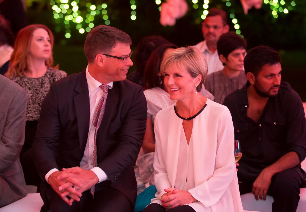 13 April 2015, New Delhi, India;  The Hon. Julie Bishop, Australian Minister for Foreign Affairs attending the Gala Woolmark Fashion Event held at the Australian High Commission during her visit to India to promote trade and investment opportunities