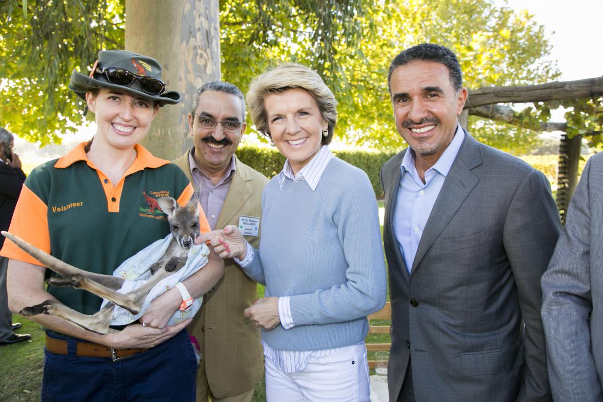 Morocco’s Ambassador to Australia Mohamed Mael-Ainin, Foreign Minister Julie Bishop and Saudi Arabia’s Ambassador to Australia Nabil Mohammed A Al Saleh