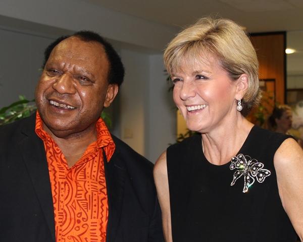 Minister Bishop and Minister Pato at the official launch of the New Colombo Plan and alumni reception at the Australian High Commission in Port Moresby.