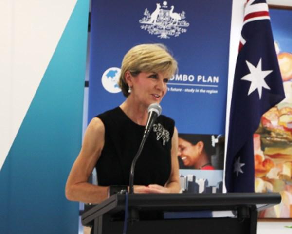 Minister Bishop at the official launch of the New Colombo Plan and alumni reception at the Australian High Commission in Port Moresby.