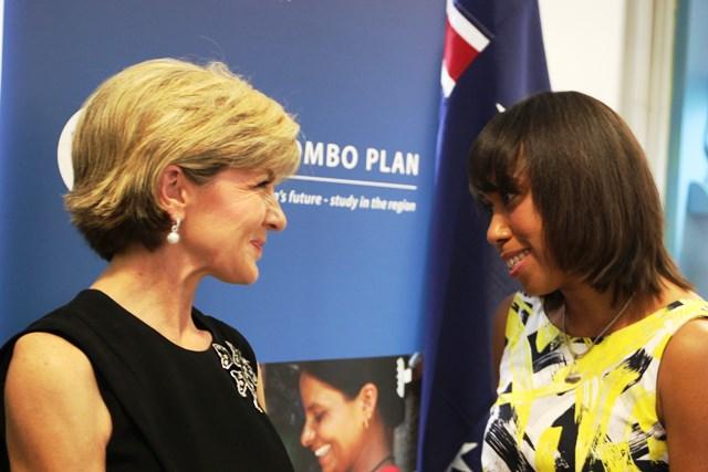 Minister Bishop at the official launch of the New Colombo Plan and alumni reception at the Australian High Commission in Port Moresby.