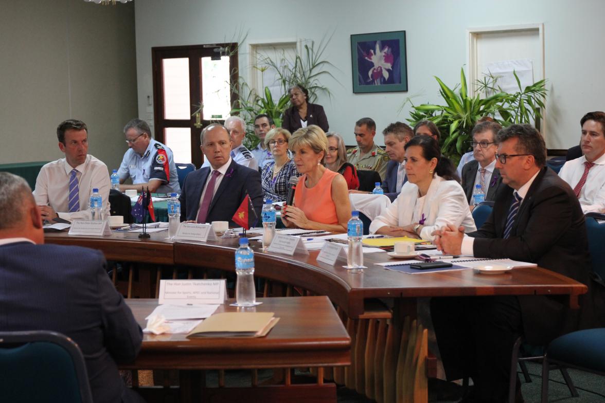 Minister for Foreign Affairs, Julie Bishop co-chairing the 25th Papua New Guinea-Australia Ministerial Forum. Photo credit: DFAT/Aaron English