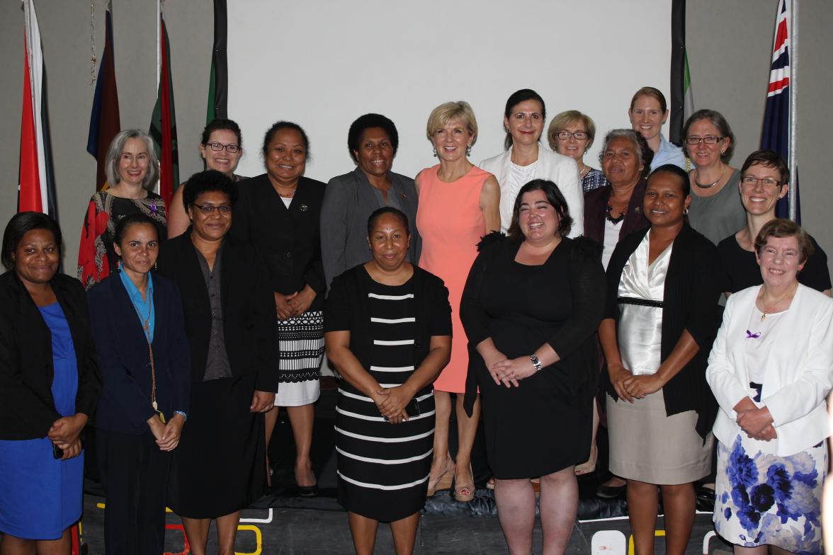 Minister for Foreign Affairs Julie Bishop, Minister for the Pacific and International Development, Concetta Fierravanti-Wells and senior female officials at the 25th Papua New Guinea-Australia Ministerial Forum Photo credit: DFAT/Aaron English