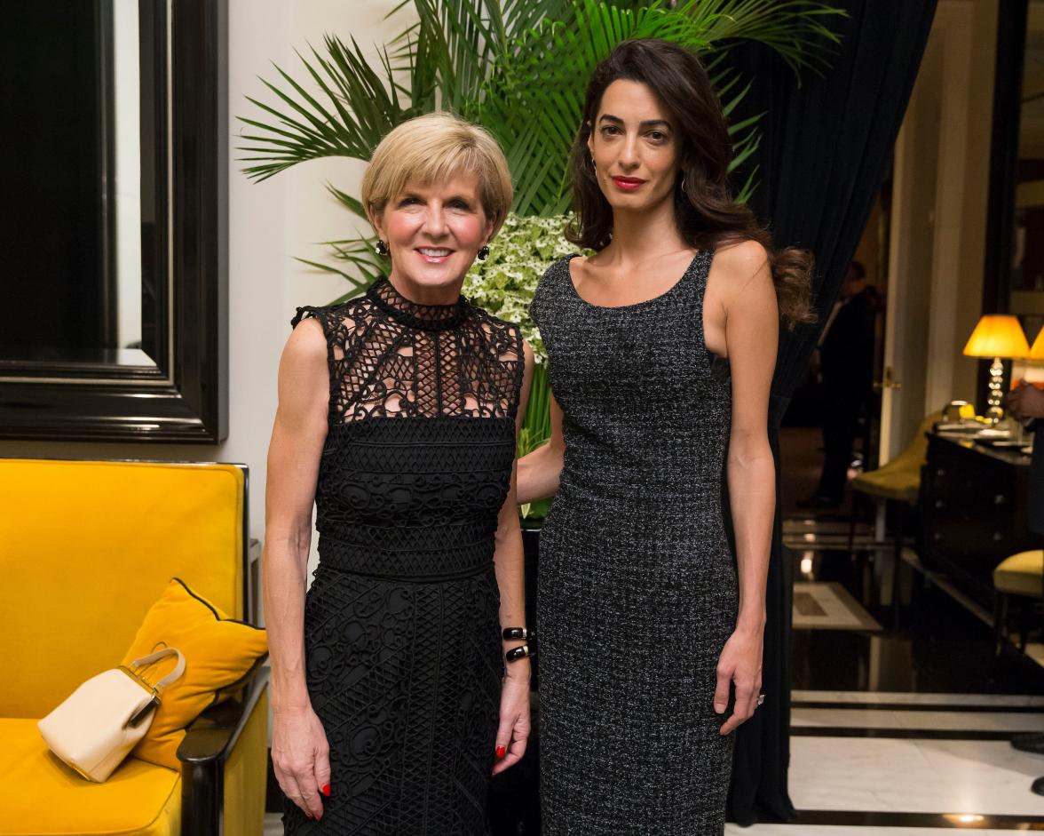 Foreign Minister Julie Bishop meets human rights lawyer Ms Amal Clooney in New York, 18 Sept 2016 to discuss humanitarian support in Iraq. Photo credit: Ben Hider