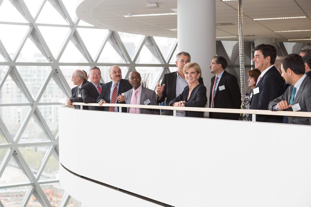 Foreign Minister Julie Bishop and Heads of Mission are briefed by Professor Steve Wesselingh.