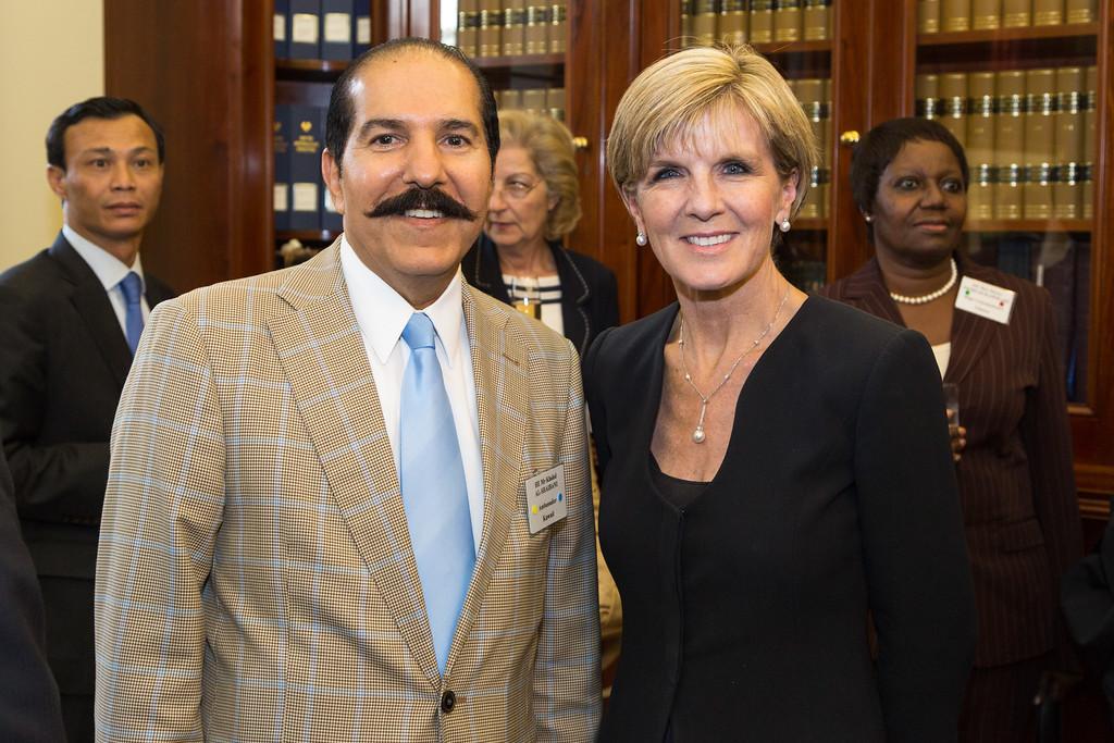 Foreign Minister Julie Bishop with Ambassador for Kuwait at a function at SA Government House.