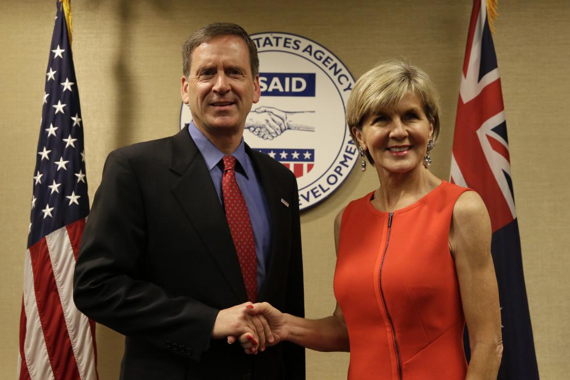 Australian Minister for Foreign Affairs Julie Bishop meets with USAID administrator Mark Green in Washington on September 25, 2017. Photo by Yuri Gripas