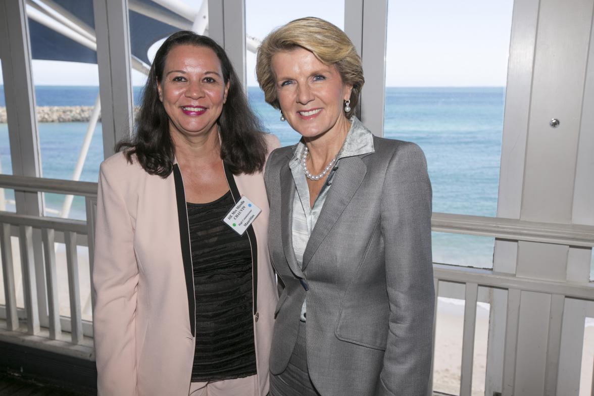 Foreign Minister Julie Bishop with High Commissioner for Mauritius HE Marie Chauvin