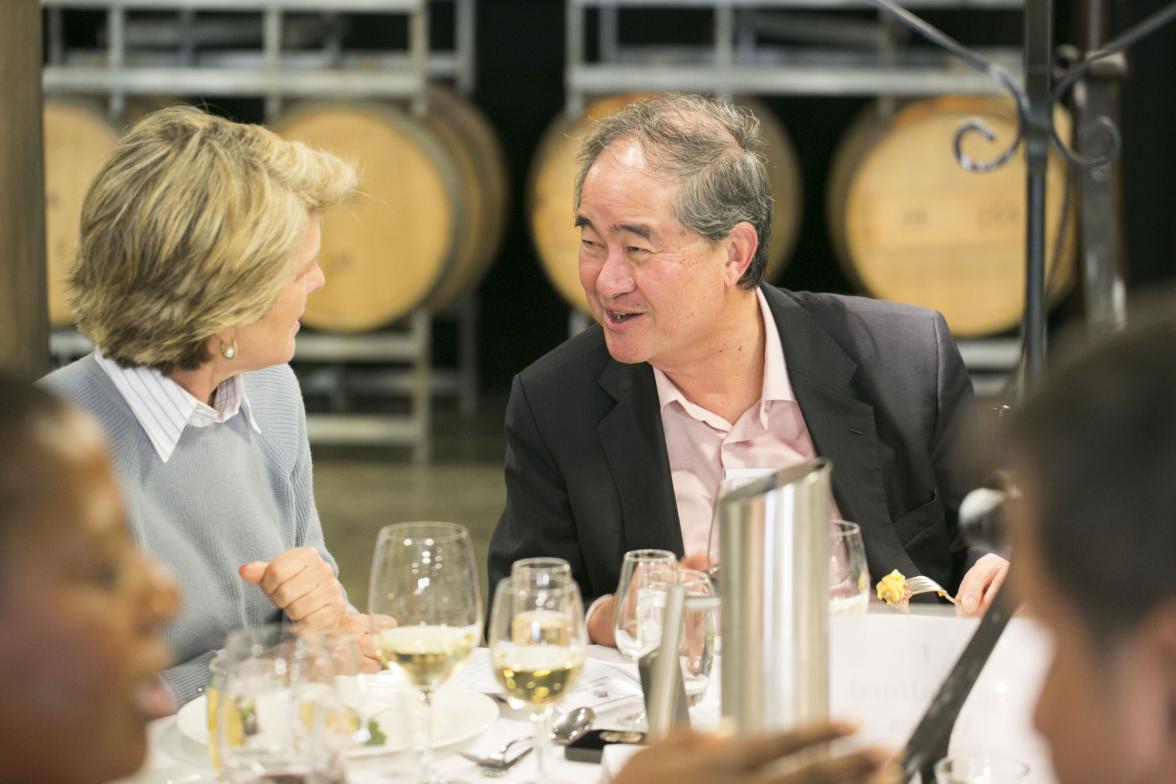 Foreign Minister Julie Bishop and Singapore’s High Commissioner to Australia Michael Teo at a lunch at Sandalford Winery.