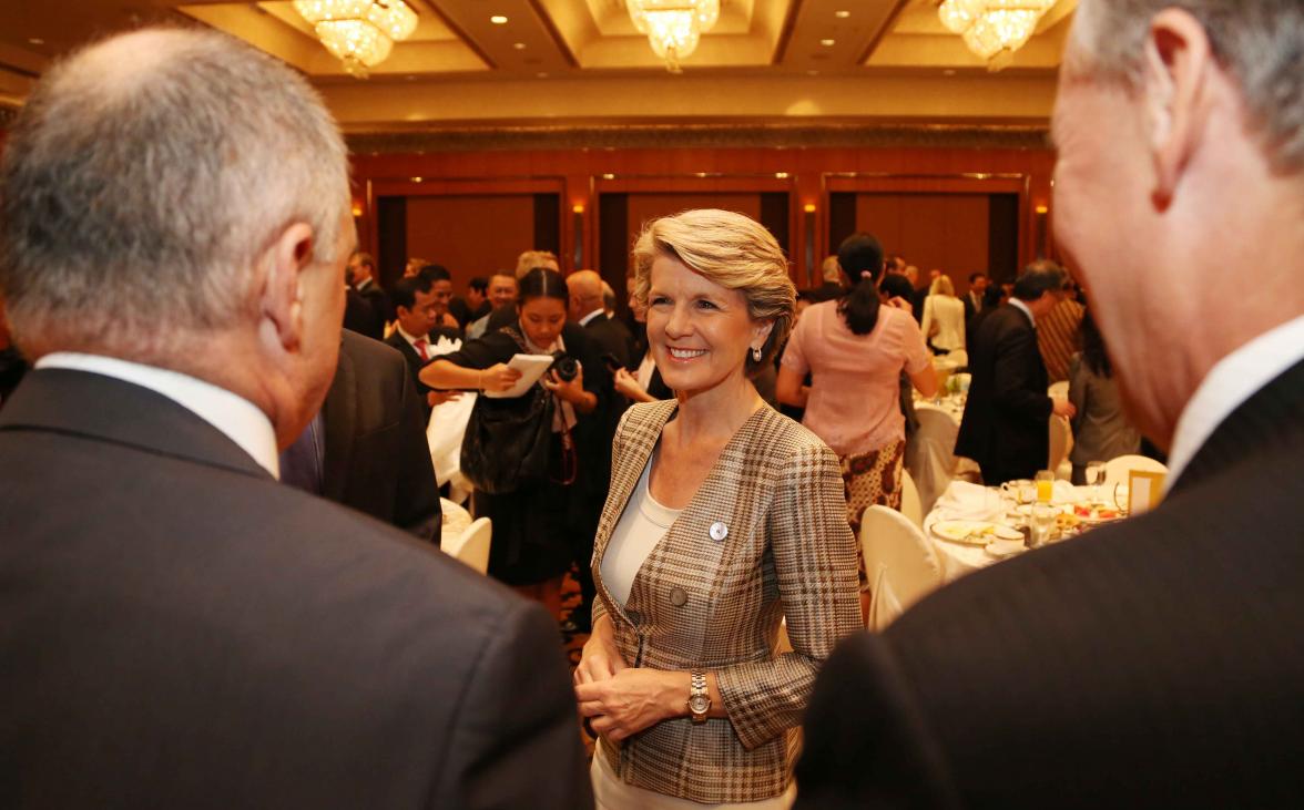 Australia's Foreign Minister Julie Bishop at business breakfast at Four Seasons hotel in Jakarta, Tuesday, Oct 1, 2013.