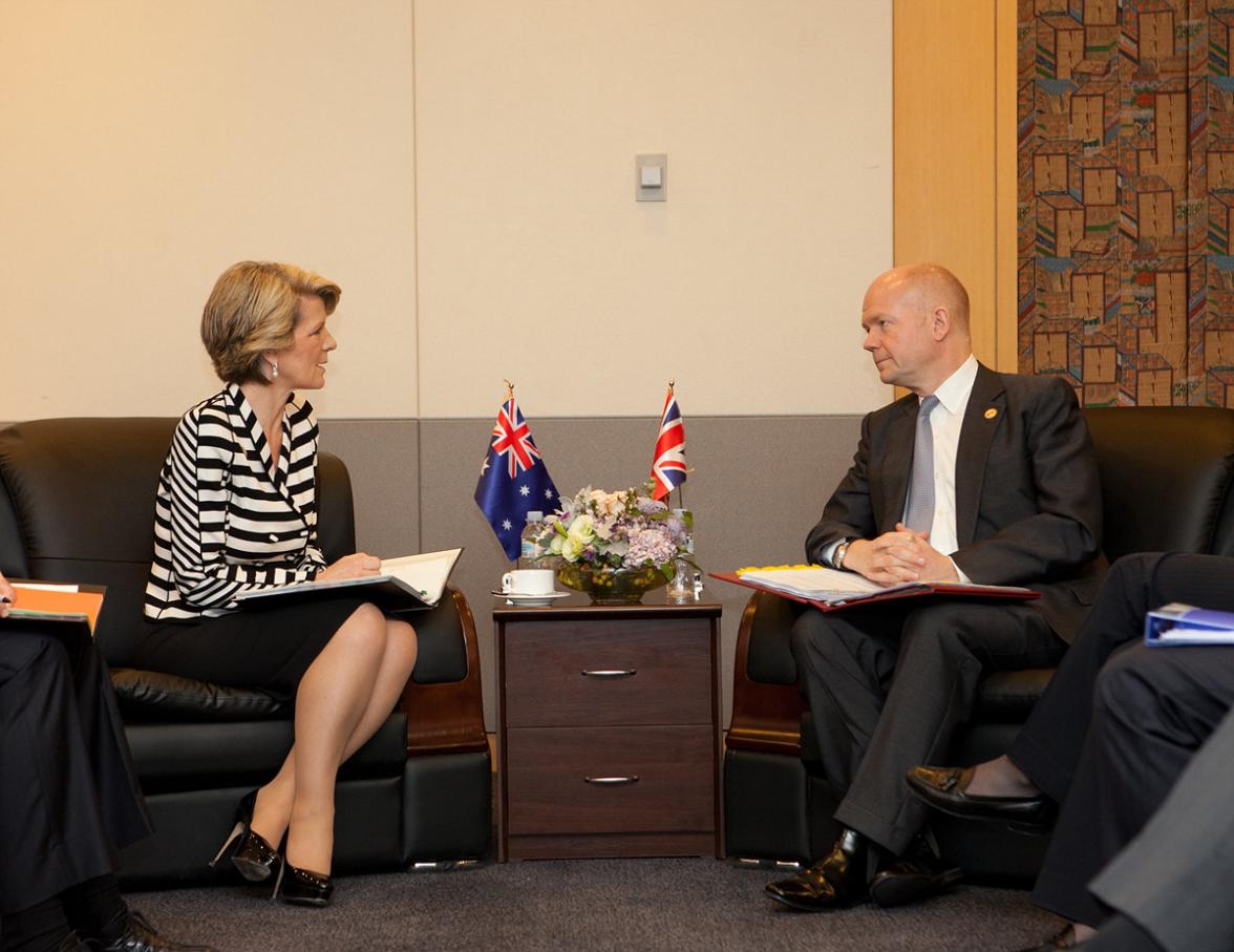 Foreign Minister Bishop meeting with UK Secretary of State for Foreign and Commonwealth Affairs, Rt Hon William Hague.