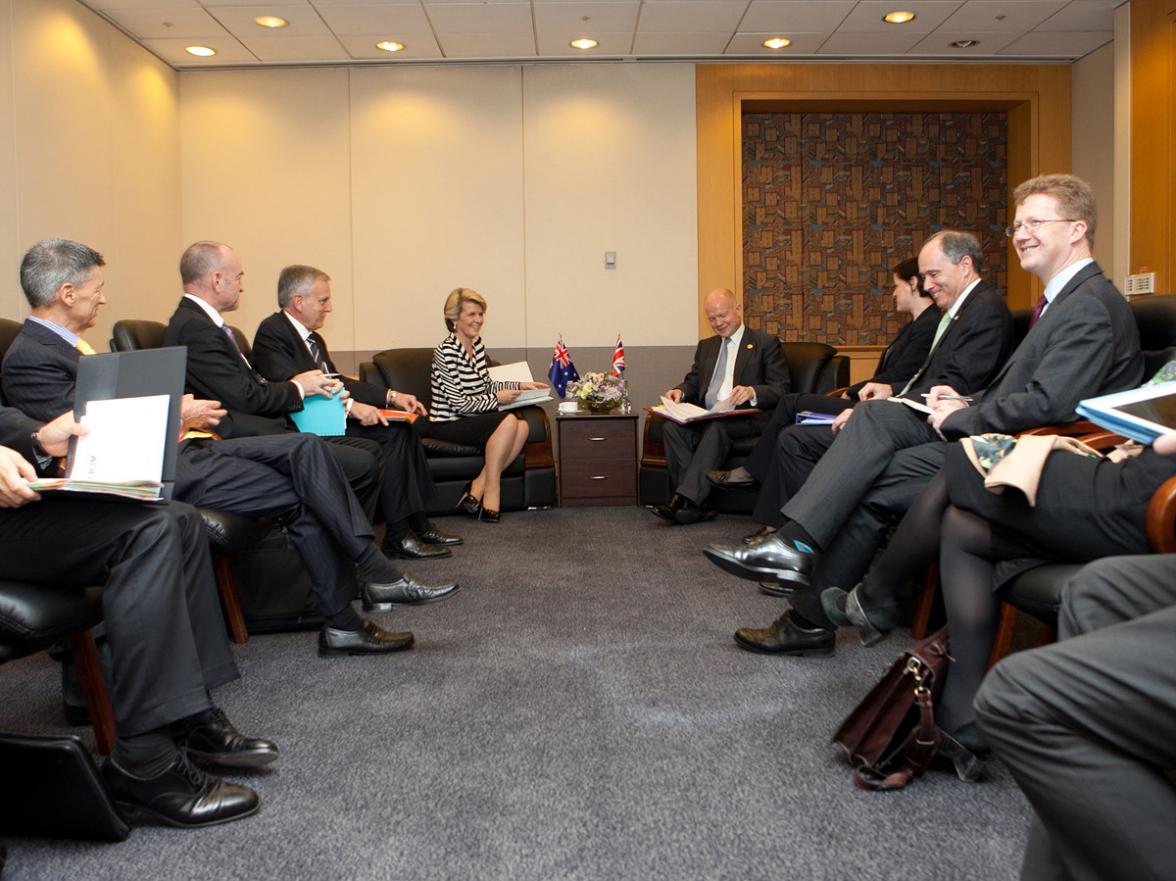 Foreign Minister Bishop meeting with UK Secretary of State for Foreign and Commonwealth Affairs, Rt Hon William Hague.