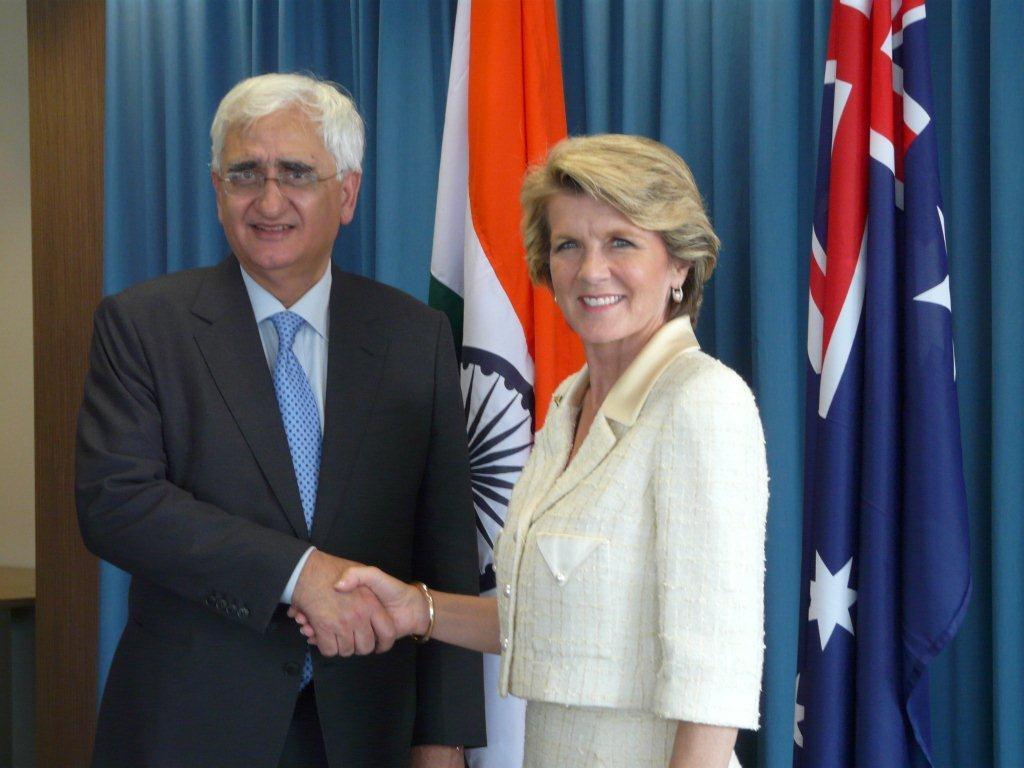 Foreign Minister Julie Bishop and Minister for External Affairs of India, Hon. Salman Khurshid meet in Perth for the Foreign Ministers' Framework Dialogue.