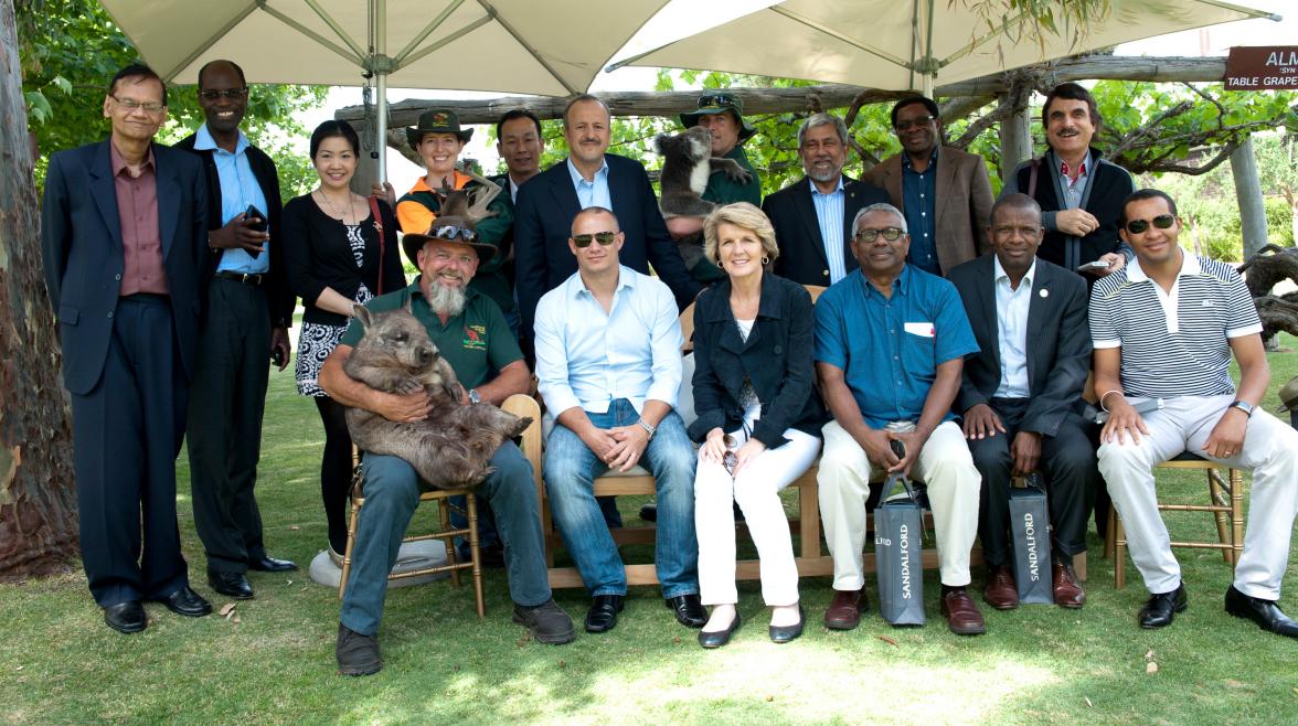 IORA Ministers and officials meet some Australian animals at Sandalford Winery in Western Australia’s Swan Valley wine region.

1 November 2013