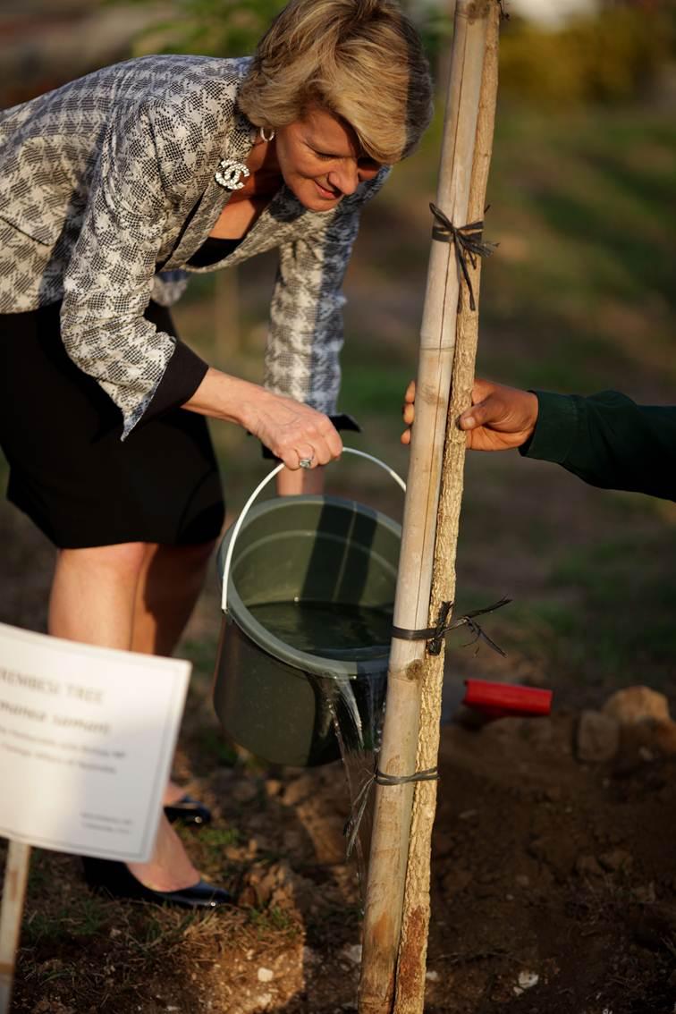 Australian Minister for Foreign Affairs Julie Bishop visits the Institute of Peace and Democracy in Bali, Indonesia on the afternoon of November 6, 2013. Ms Bishop planted a tree and was given a tour by former Indonesian Foreign Minister Hassan Wirajuda.