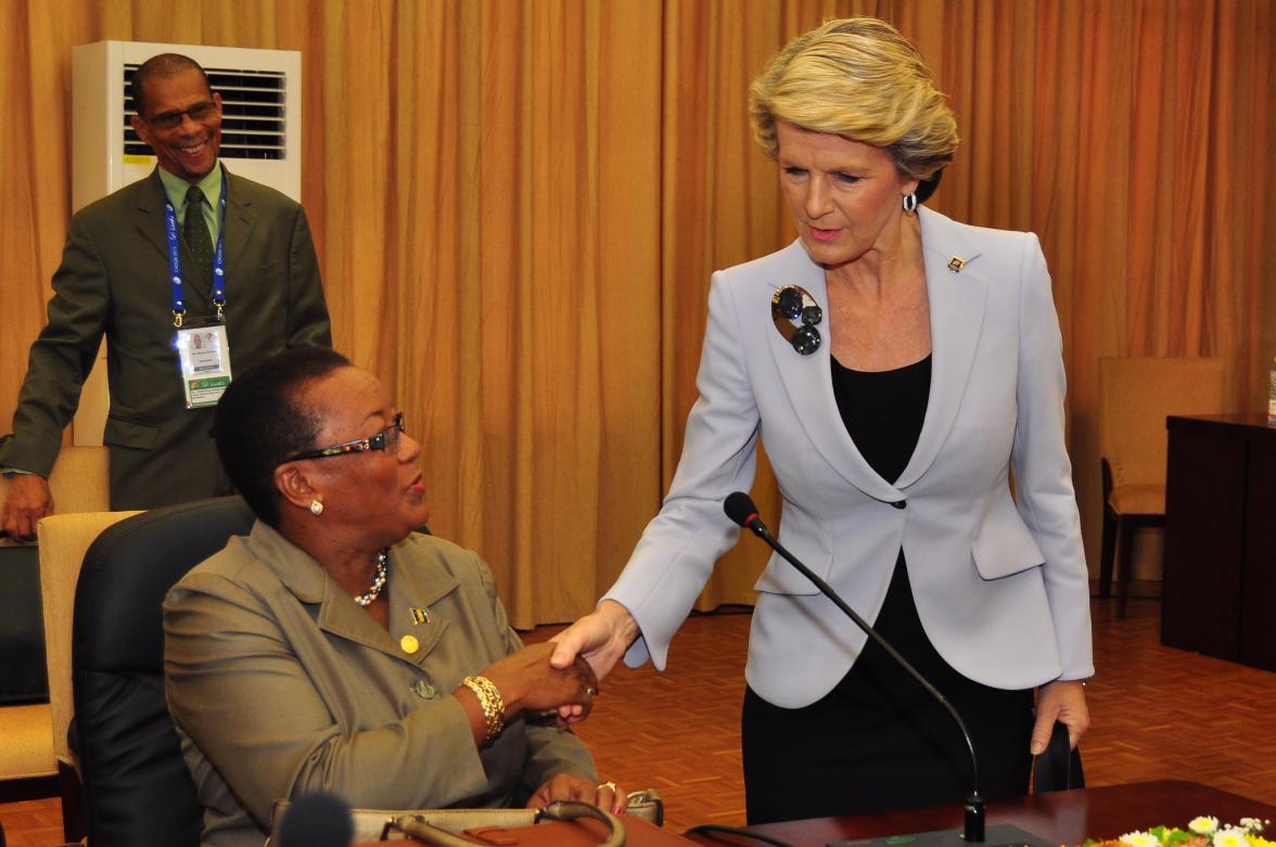 Julie Bishop meeting CARICOM Foreign Ministers at pre-CHOGM Foreign Minister’s meeting.