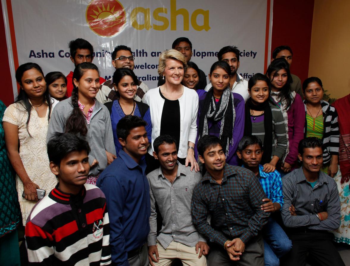 Foreign Minister Julie Bishop meets students who have benefitted from ASHA, which helps disadvantaged young people attend college and university.