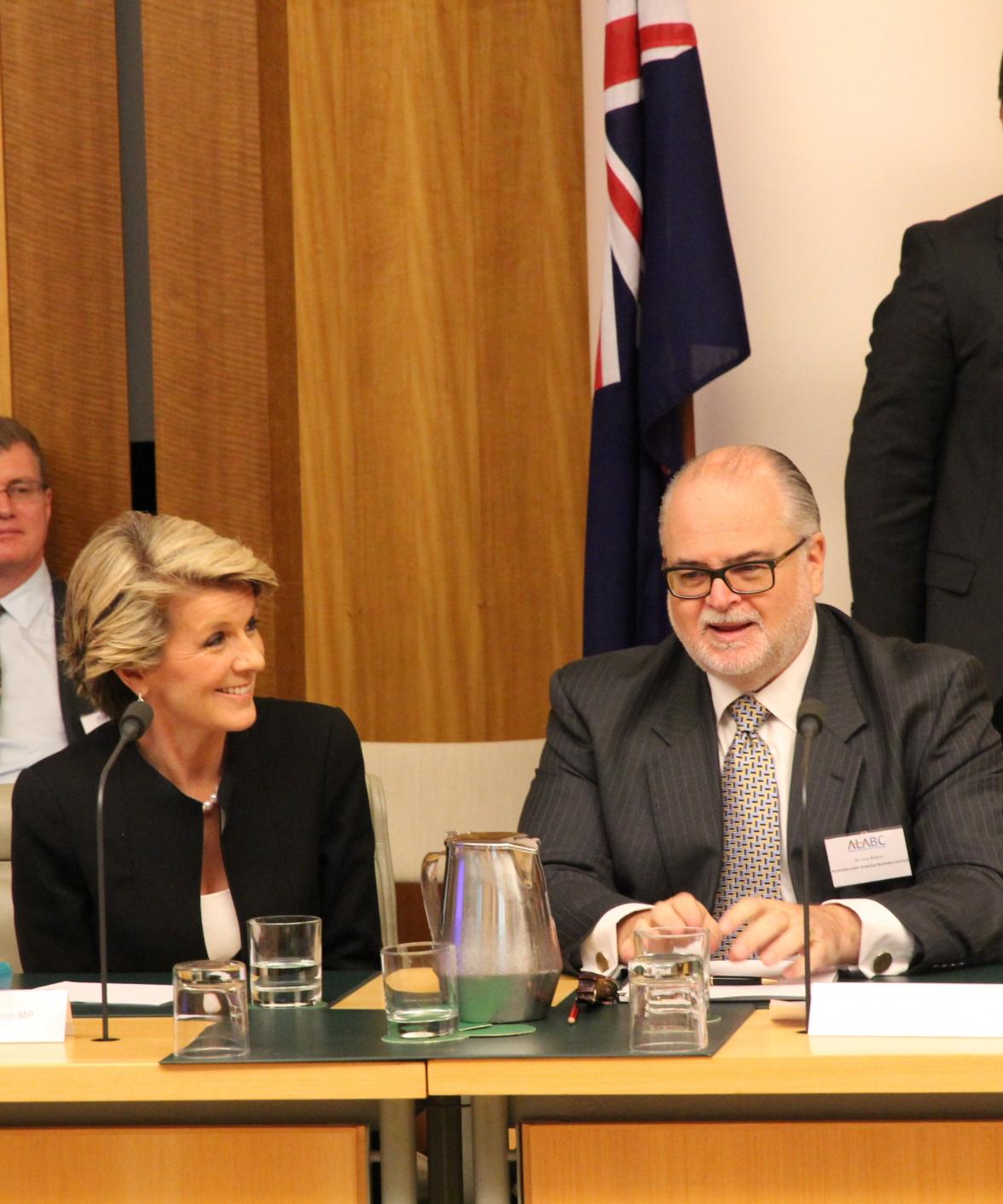 Foreign Minister Julie Bishop with Mr José Blanco, Chairman of the Australia Latin America Business Council, November 2013.