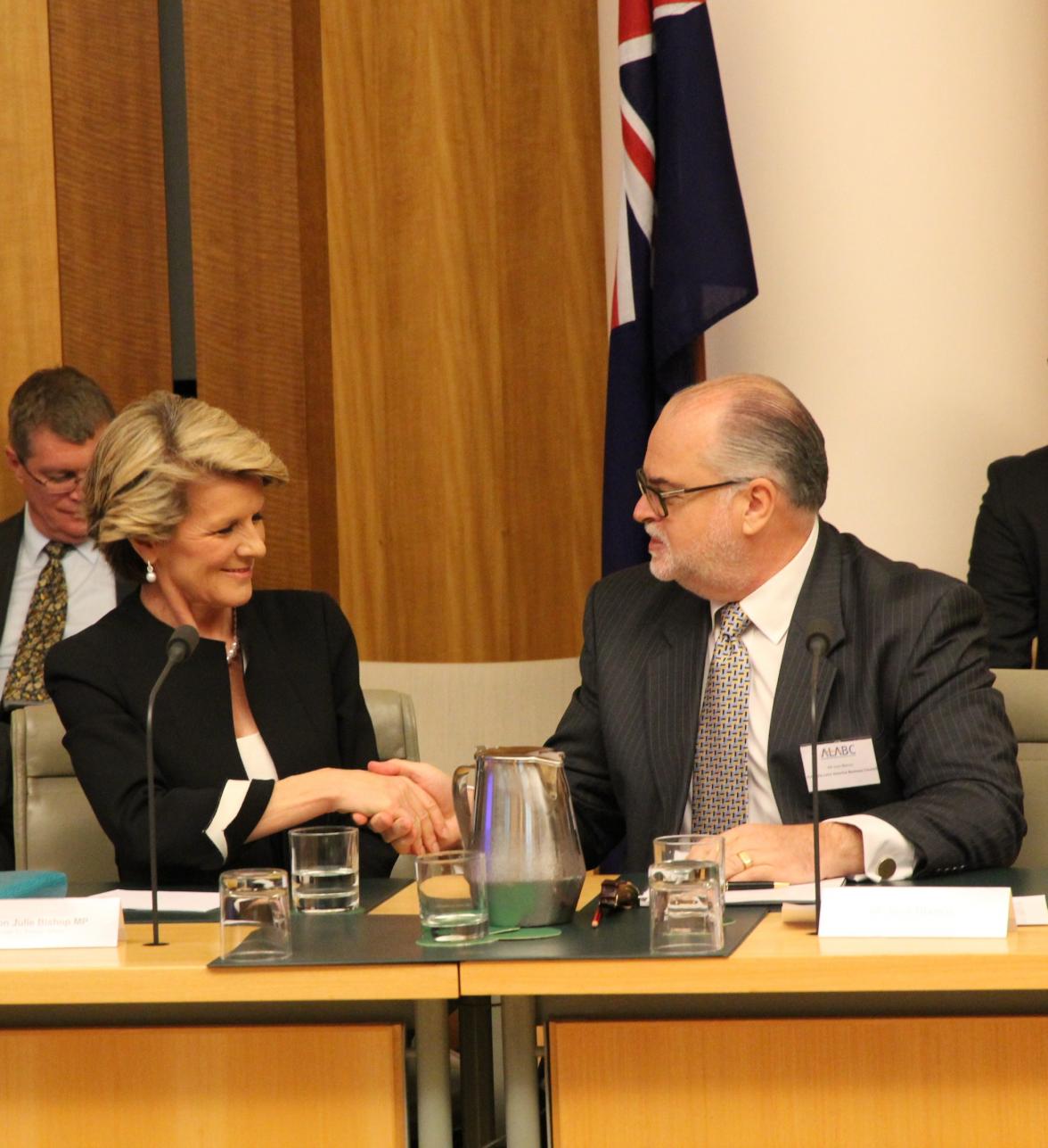 Foreign Minister Julie Bishop with Mr José Blanco, Chairman of the Australia Latin America Business Council, November 2013.