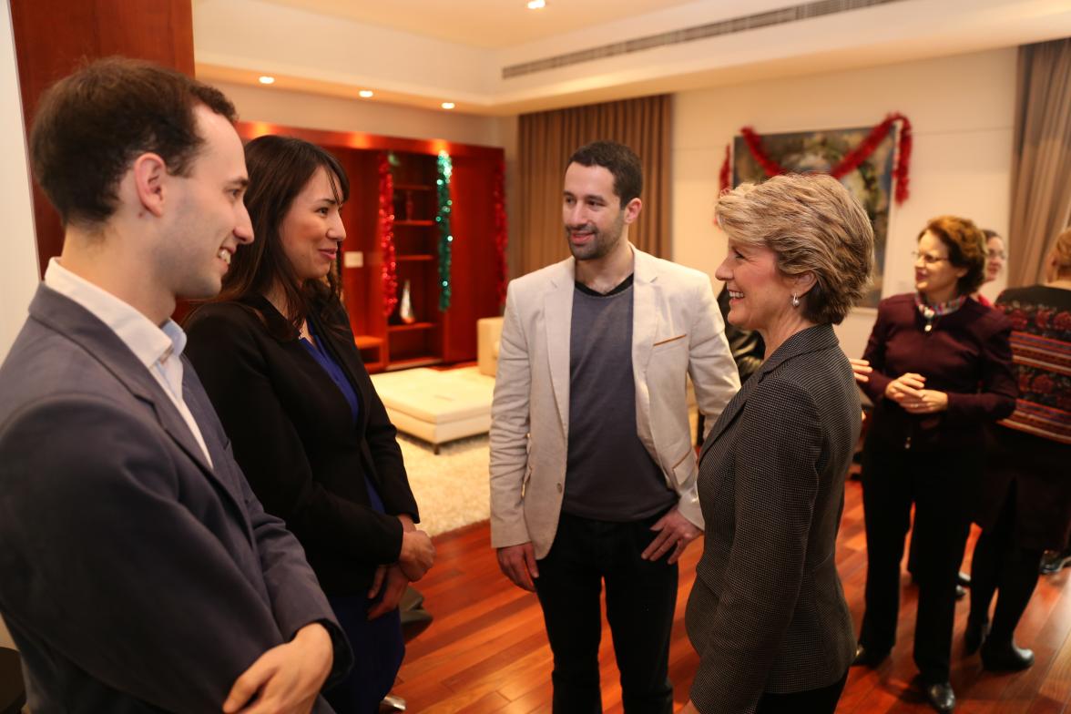 Foreign Minister meets with young Australians living, studying and working in Beijing to discuss New Colombo Plan initiative. December 2013