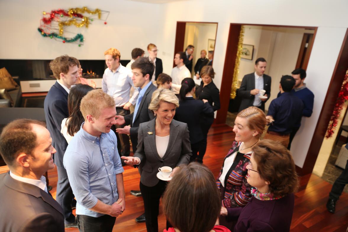 Foreign Minister meets with young Australians living, studying and working in Beijing to discuss New Colombo Plan initiative. December 2013