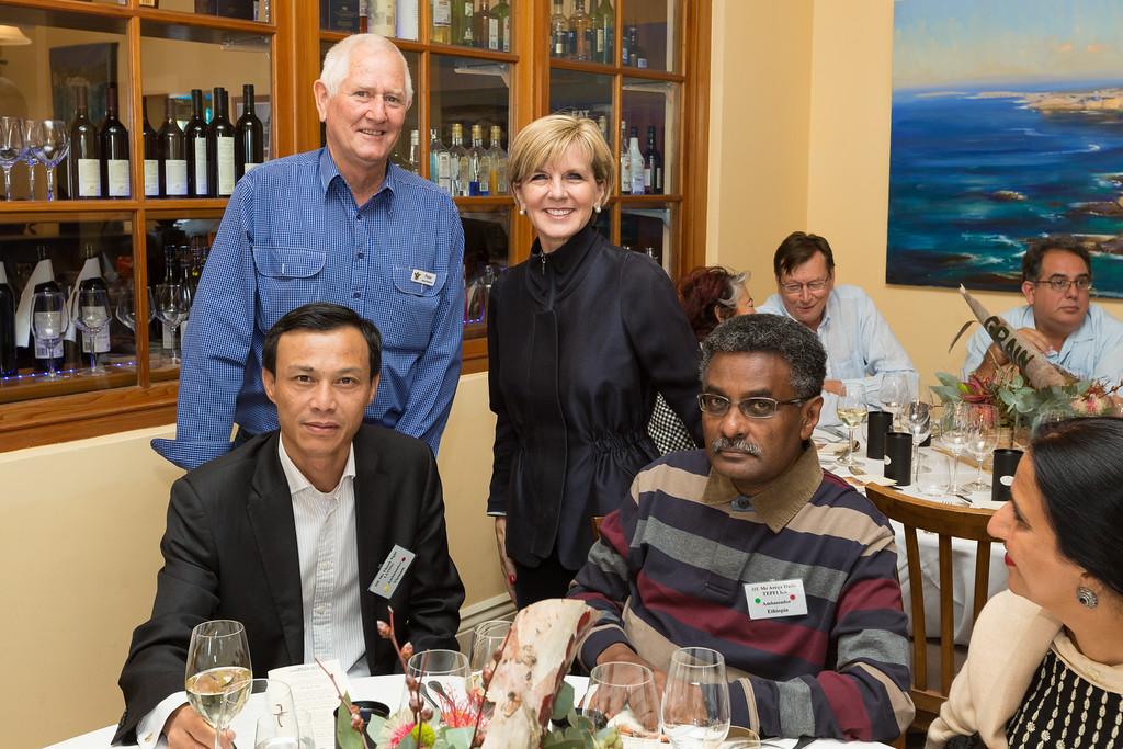 Foreign Minister Julie Bishop with Penneshow Hotel Manager and Ambassadors for Vietnam, Ethiopia and Pakistan High Commissioner. 