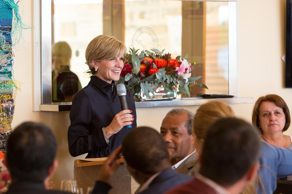 Foreign Minister Julie Bishop gives a farewell speech to Heads of Mission in Kangaroo Island. 