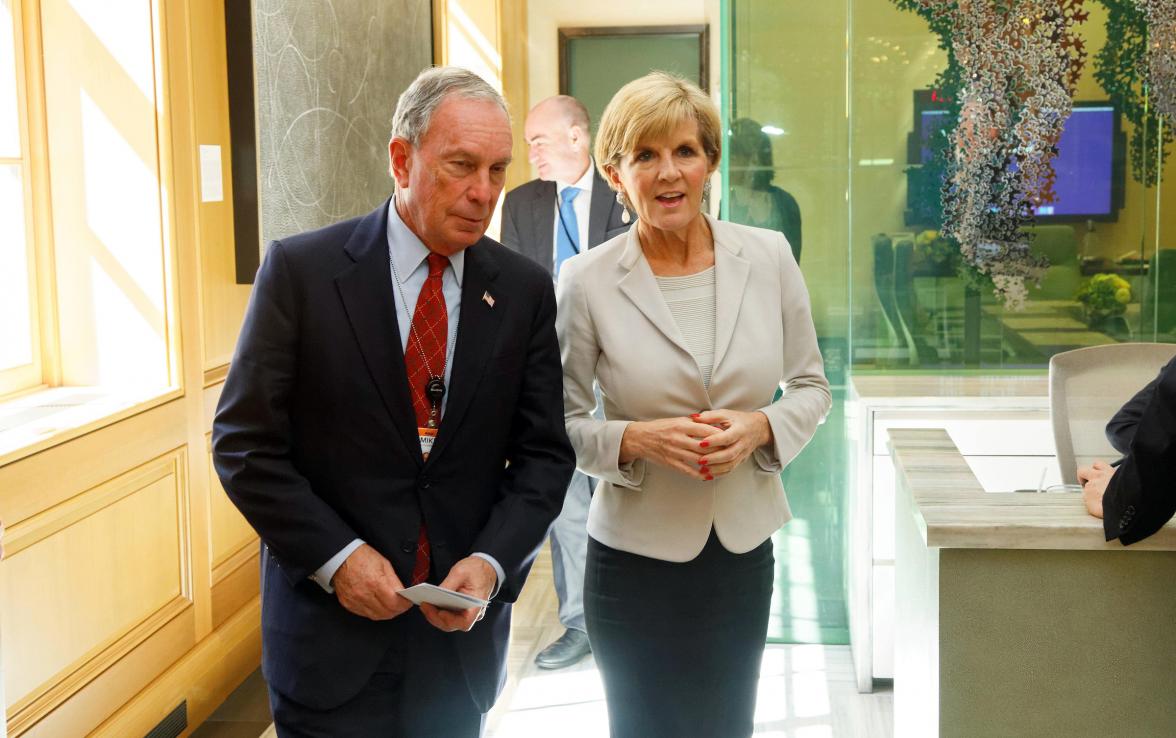 Australian Minister for Foreign Affairs Julie Bishop meets with for New York City mayor Michael Bloomberg in New York, Thursday September 22, 2016.  photo by Trevor Collens/DFAT