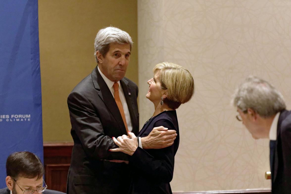 Australian Minister for Foreign Affairs Julie Bishop, with US Secretary of State John Kerry, attends the Major Economies Forum (MEF) in New York, Friday September 23, 2016. photo by Trevor Collens/DFAT