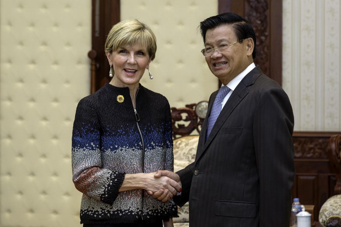 Foreign Minister Julie Bishop meets HE Dr Thongloun Sisoulith, Prime Minister of Lao PDR, in Vientiane, Laos. 25 July 2016. Photo credit: DFAT/Bart Verweij