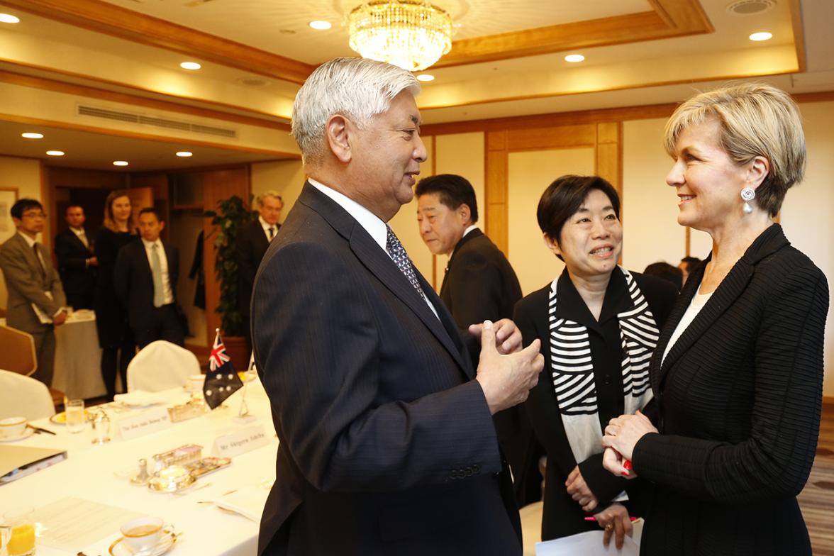 Foreign Minister Julie Bishop meets with Mr Gen Nakatani, Member of the House of Representatives in Tokyo on 20 April 2017. Photo Credit: DFAT/Ken Shimizu