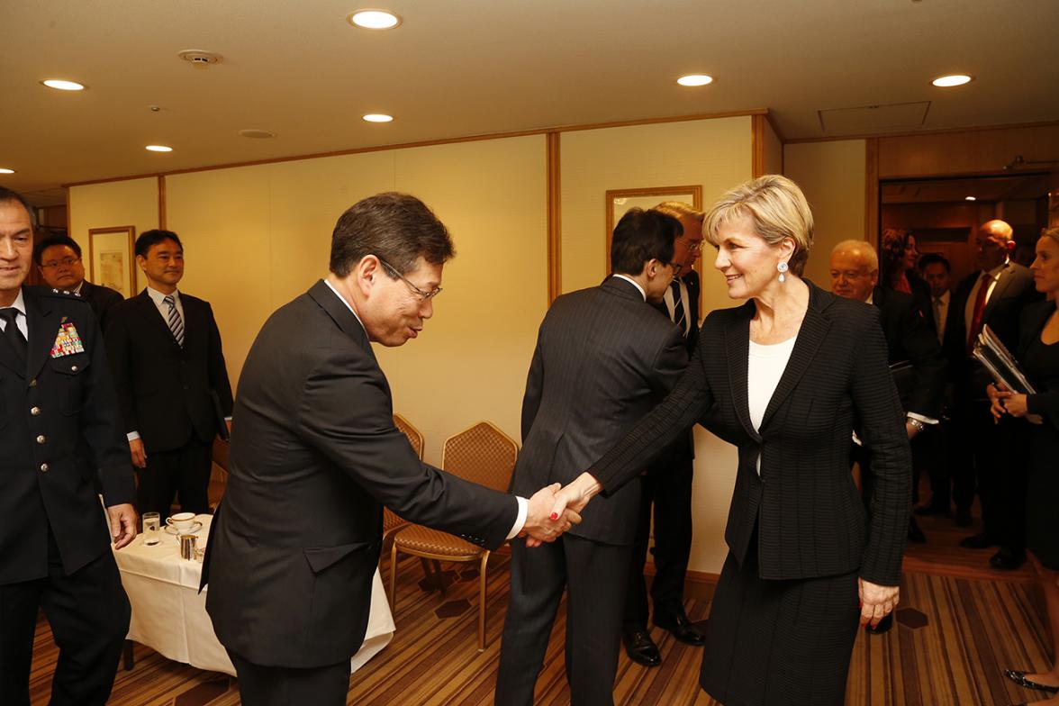 Foreign Minister Julie Bishop meets with Mr Isamu Ueda, Member of the House of Representatives in Tokyo on 20 April 2017. Photo Credit: DFAT/Ken Shimizu