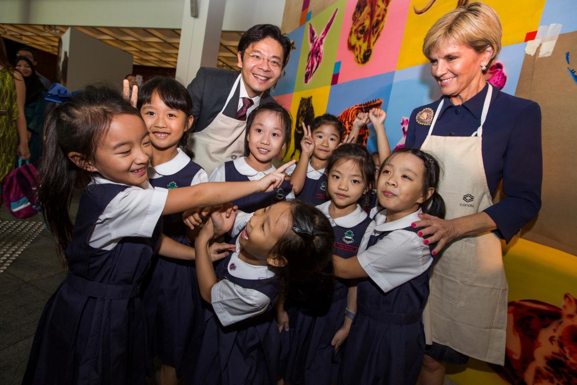 Foreign Minister Julie Bishop at the launch of '50 Bridges', a programme of events to promote Australian arts, cultural and community interests in Singapore.  20 May 2015.