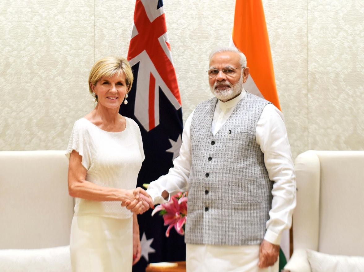 Foreign Minister Julie Bishop meeting India’s Prime Minister Narendra Modi, Delhi, 18 July 2017.