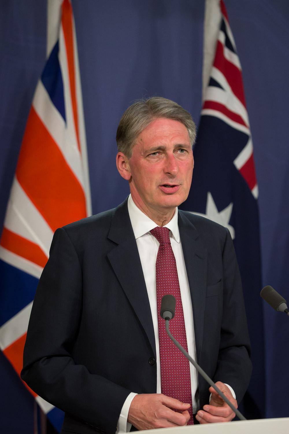 Foreign Minister Julie Bishop and UK Foreign Secretary Philip Hammond hold a press conference following their bilateral meeting in Sydney.