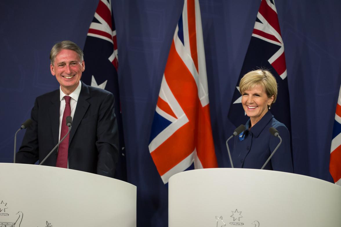 Foreign Minister Julie Bishop and UK Foreign Secretary Philip Hammond hold a press conference following their bilateral meeting in Sydney.