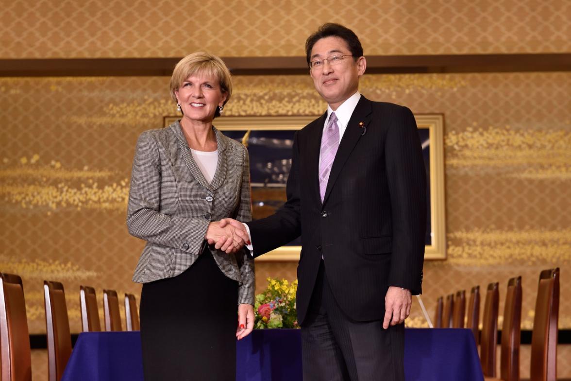 Foreign Minister Julie Bishop meets with Japanese Foreign Minister, Mr Fumio Kishida, at Iikura State Guest House.