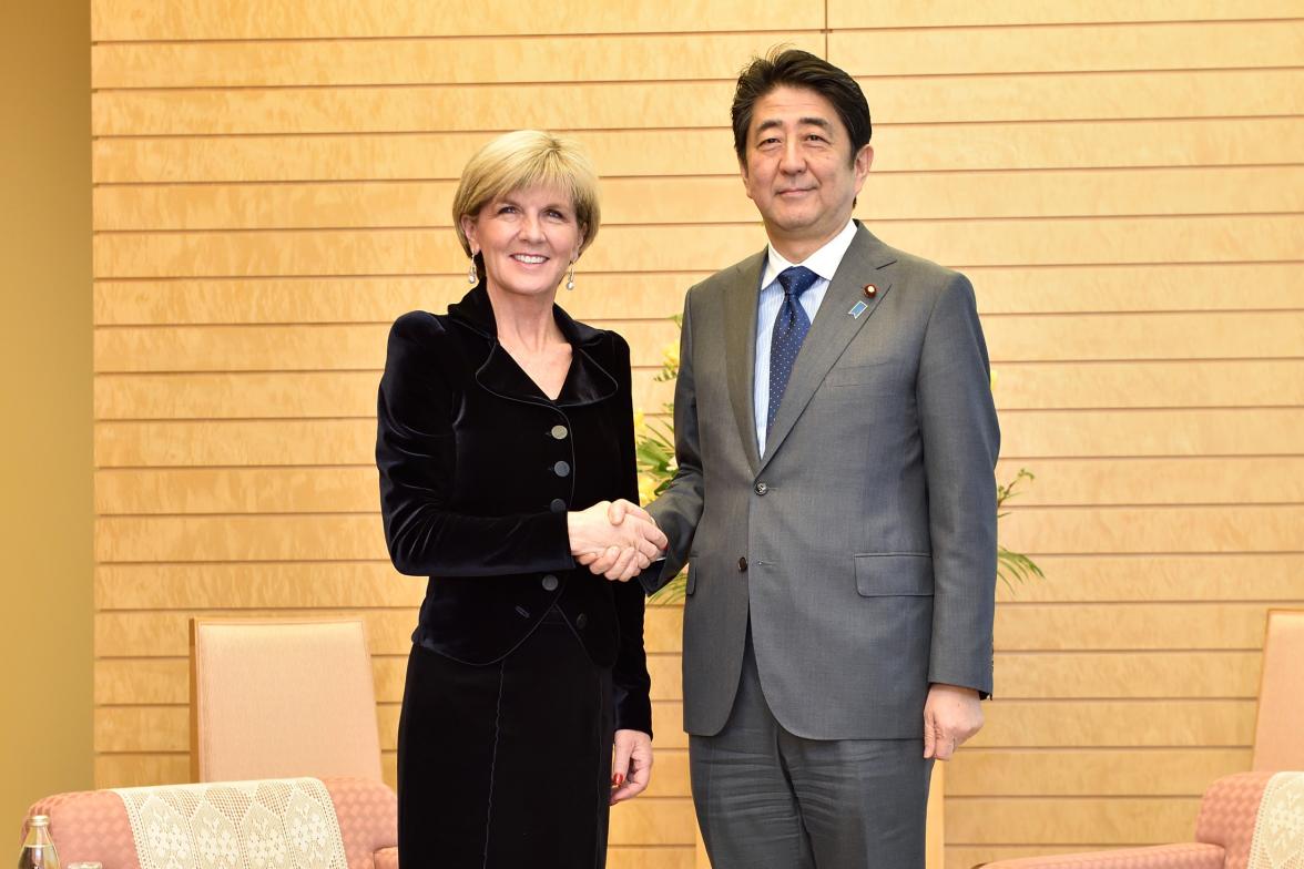 Foreign Minister Julie Bishop meets Japanese Prime Minister, Mr Shinzo Abe, at the Prime Minister’s Official Residence.