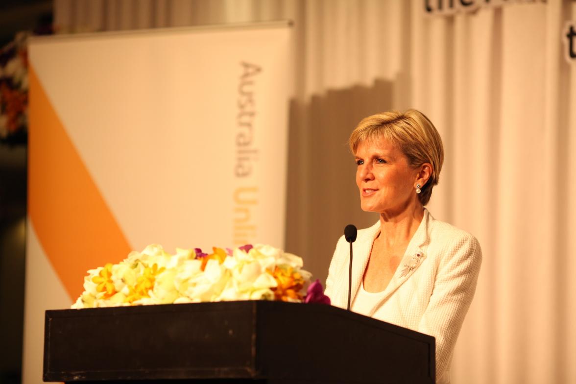 Foreign Minister Julie Bishop speaks at a business breakfast for Australian and Thai businesses. 8 May 2015.