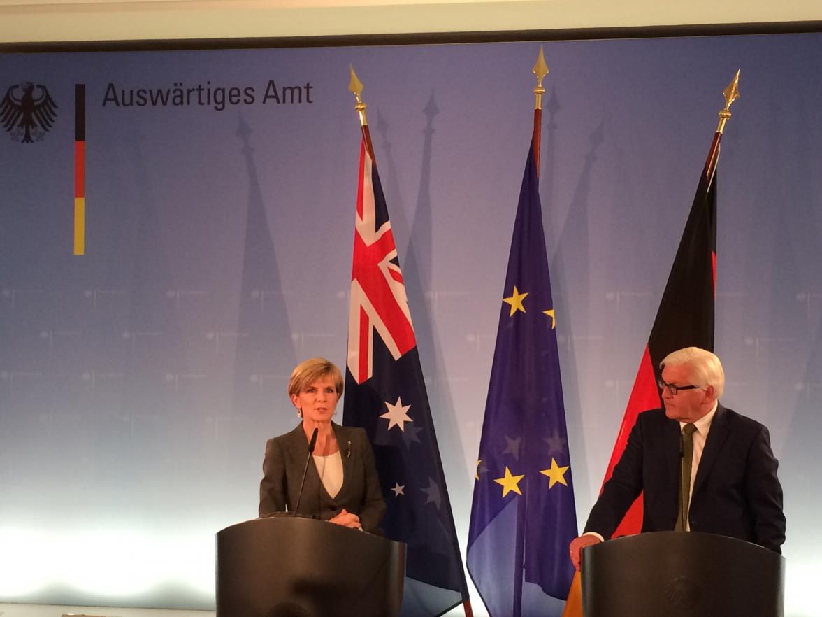 Foreign Minister Julie Bishop with German Foreign Minister Frank-Walter Steinmeier.