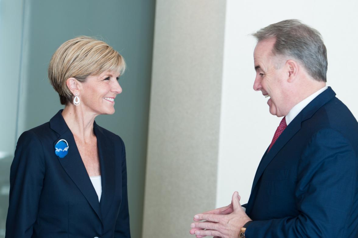 Foreign Minister Julie Bishop meets with Etihad CEO James Hogan