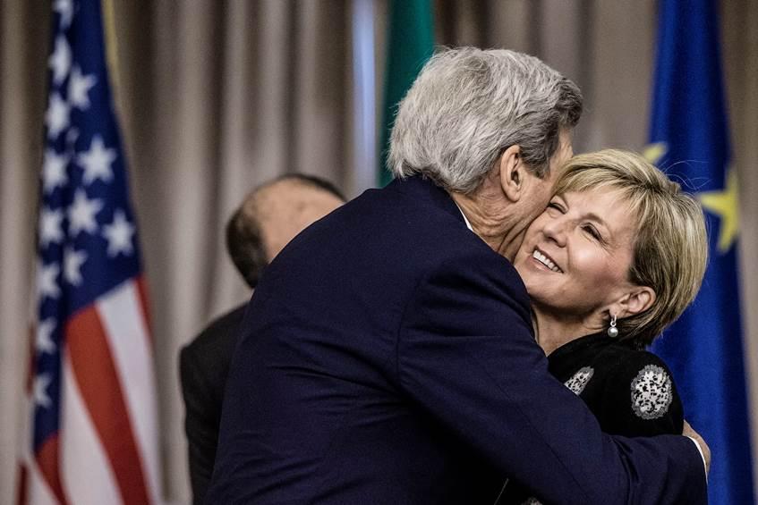 Minister for Foreign Affairs, the Hon. Julie Bishop MP, meets US Secretary of State John Kerry at the Ministerial Meeting of the Small Group of the Global Coalition to Counter Daesh at the Italian Ministry of Foreign Affairs, Rome, 2 February 2016.