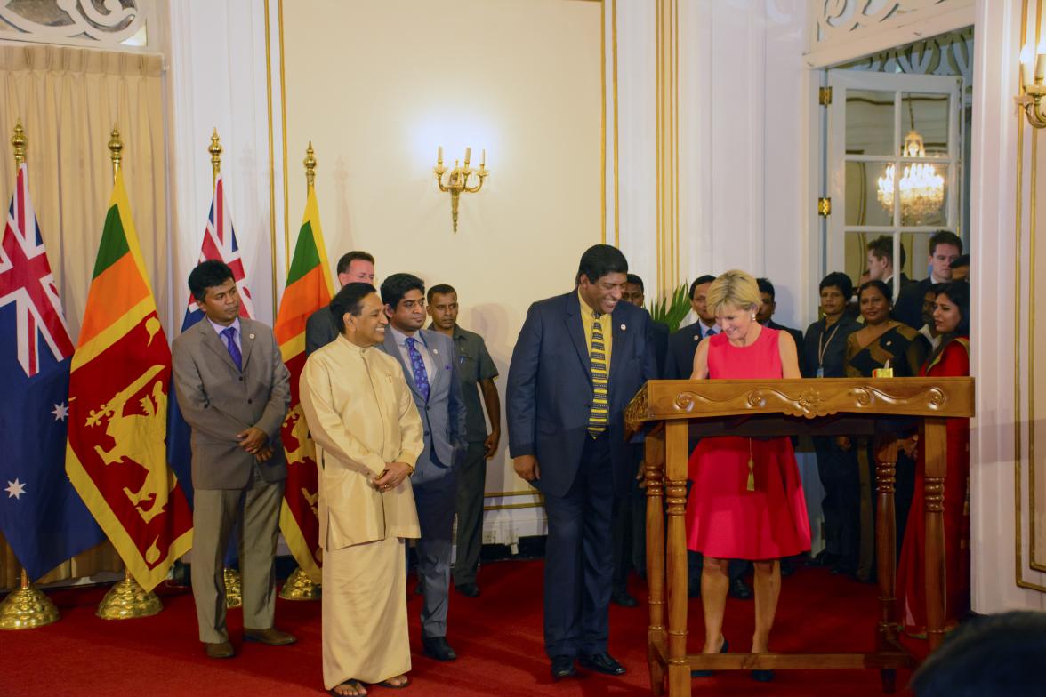 Foreign Minister Julie Bishop meeting with Sri Lankan Foreign Minister Ravi Karunanayake in Colombo on 19 July 2017.